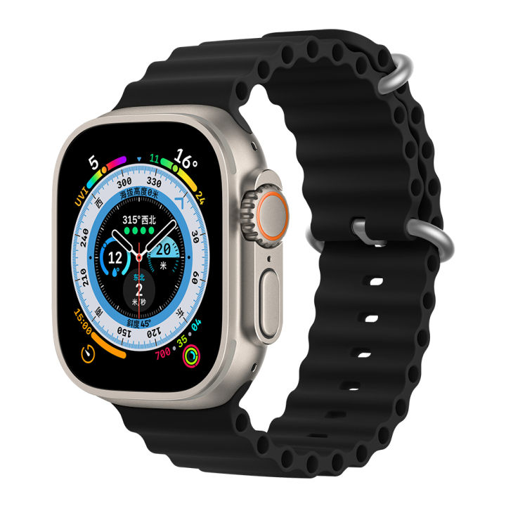 Black Sport Silicone Apple Watch Strap Ocean Band For I Watch