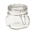 Airtight Clear Glass Jars  Stylish Transparent Storage Canister Containers with Clip Lid 500ml. 