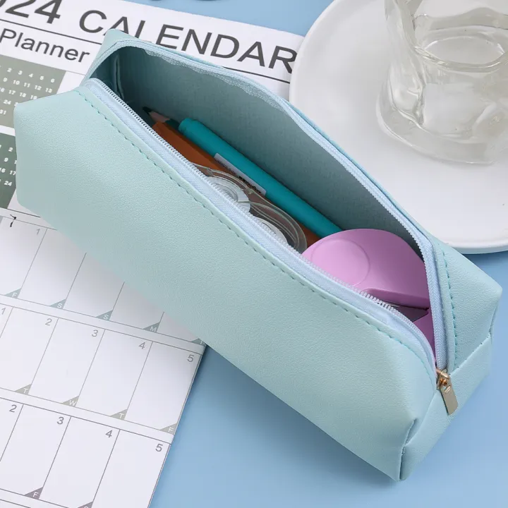 Artificial%20Leather%20PU%20Pen%20Bag%20Organizer%20School%20Office%20Supplies%20Pencilcase%20Students%20Stationery%20Simple%20Large%20Capacity%20Pencil%20Bag%20Fashion%20Dustproof%20Storage%20Box%201Pcs%20-%20Image%208