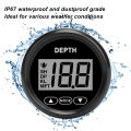 52mm Depth Gauge LCD Digital Display Marine Depth Gauge 12V 328.08ft Depth for Yachts. 