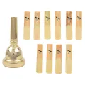 Alto Trombone Copper Mouthpiece Mouth Piece 6.5AL Gold with 10Pcs Alto Saxophone Sax Reeds Classic Alto Reed. 