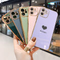 Hontinga Case for Huawei Y7A Luxury 6D Plating Lover Heart Side Printing Soft Back Cover Silicone Square Frame Shiny Bling Phone Cases. 