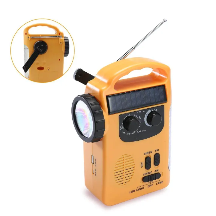 Solar-Powered Hand-Operated RadioSolar Hand CrankMobile Phone ChargingAM/FM RadioWeather RadioMulti-Function LED Lighting for Emergency Flashlight Travel HomeCamping