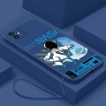 [Free Strap] Samsung Galaxy A04e A04 A04s A02s A03s Smile Astronaut Square Phone Case Liquid Silicon Soft Casing nasa Cover. 
