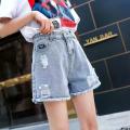 Trendy Women's Ripped High Waist 2024 Summer Thin Versatile Outer New Denim Hot Pants Annual Shorts ins Slimming. 