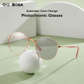 OQ BOGA 4 Colors Unisex Proof Blue Light Radiation Computer Glasses Men Women Photochromic Anti UV Round Frame Sunglasses. 