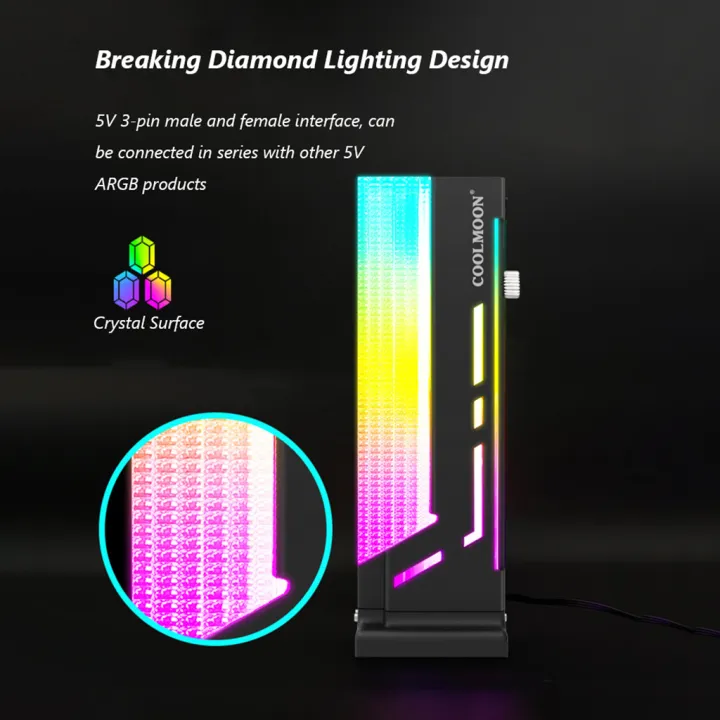 Coolmoon%20Led%20Gpu%20Holder%205v%203%20Pin%20Argb%20Led%20Vertical%20Graphics%20Bracket%20Addressable%20Rgb%20Support%20Frame%20W/%20Magnetic%20Base%20Dropship%20-%20Image%203