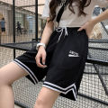 Sports Shorts Girls Junior High School Students Elastic Waist Street Wear Running Big Children Fifth Pants Middle Pants Loose. 
