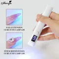 Monja White Mini Nail Dryer Portable UV Adhesive Gel Lamp Handheld USB Charging Nail Art UV LED Flashlight with LED Screen Display Quick Drying Nail Light DIY Manicure Tools. 