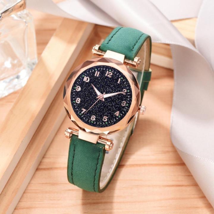 Casual Romantic Starry Sky Watches For Women Fashion Leather Band Quartz Wrist Watch Women Watches Ladies Clock Daraz.lk