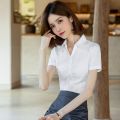 2023Spring and Autumn NewVCollar White Shirt Women's Long Sleeve Formal Suit Work Clothes Business Wear White Short Sleeve Shirt. 