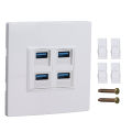 4 Port Outlet Wall Plate Ethernet Wall Plate Compatibility for Office. 