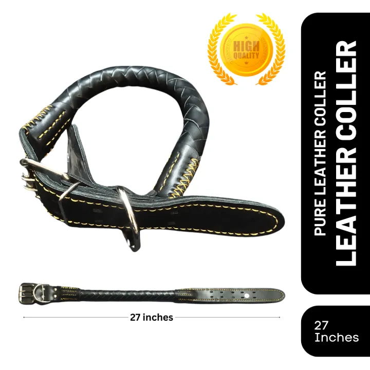Pure Leather Dog Coller for Medium Dogs & Puppies (Adjustable)