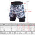 Men's 2 in 1 Training Shorts Quick-Dry Camouflage Pockets Basketball Running Shorts Gym Fitness Pants. 