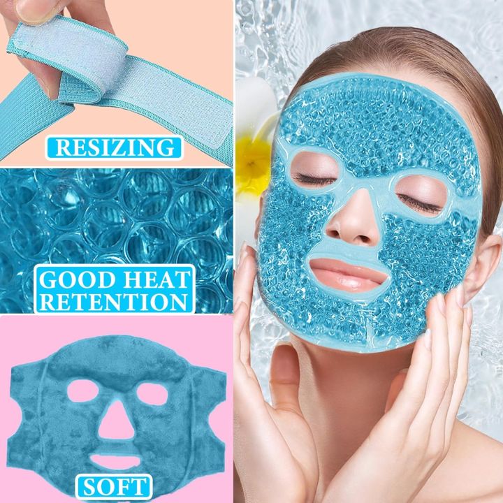 Cold Face Eye Mask Ice Pack for Dark Circles,Puffiness,Face SPA,Headaches,Pressure,Cooling Face Masks for Women Sleeping,Migraines Relief,Skin Care Gel Beads Hot Cold Use Ice Facial Mask (TLS)