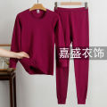 100%Men's and Women's Pure Cotton Long Johns Top & Bottom Thin Suit Cotton Jersey Mid-round Neck Bottoming Middle-Aged and Elderly Thermal Underwear. 