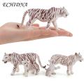 Realistic Animal Statues Realistic Miniature White Tiger Figurines Set Educational Toy for Children Wild Animal Statues for Tablescape Decoration Pvc Static Model Ornament Simulation Baby Tiger Model. 
