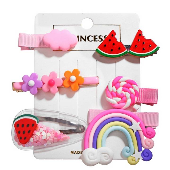 6Pcs/Set Fashion Simple Rainbow Fruit Hairpin Set Girl Hair Clip Headdress Hair Accessories