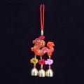 New Year Pendant Colorful Embroidered Wind Chimes for Festive Car Decoration Vibrant Metal Bell Hanging Decor Chinese-style Wind Chime Sachet. 