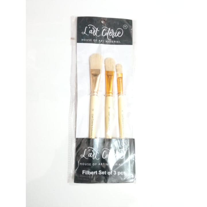 L'art Filbert Brush Set Of 3pcs (6, 10 & 12)