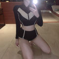 3pcs/set Women Sports Split Swimsuit Set Sunscreen Long Sleeves Swimsuit Swim Briefs Three-piece Suit. 
