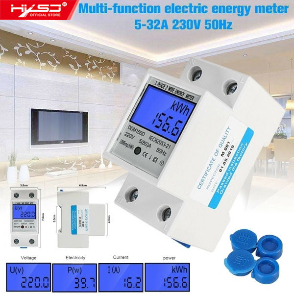HXSJ Digital Electric Energy Meter Single Phase DIN Rail Electricity Meter One Phase Two Wire Multifunction Electrical Meter