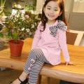 2019 Toddler Girl Kids Clothes Long Sleeve Bow T-shirt+Stripe Pants Outfits Set. 