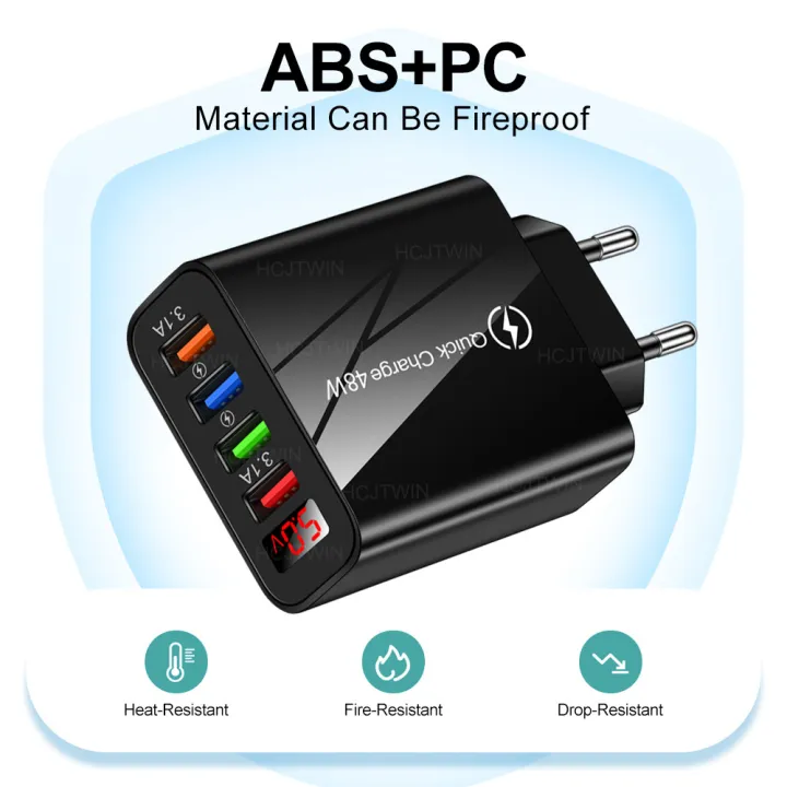 TONHA%2048W%20Quick%20Charger%203.0%20Fast%20Charge%204%20Port%20USB%20Wall%20Plug%203.1A%20Digital%20Display%20Fast%20Charger%20Adapter%20UK/EU/US%20Plug%20Wall%20Charger%20Wall%20Adapter%20For%20Huawei%20Samsung%20Vivo%20Oppo%20Xiaomi%20iPhone%20Honor%20Realme%20OnePlus%20-%20Image%208