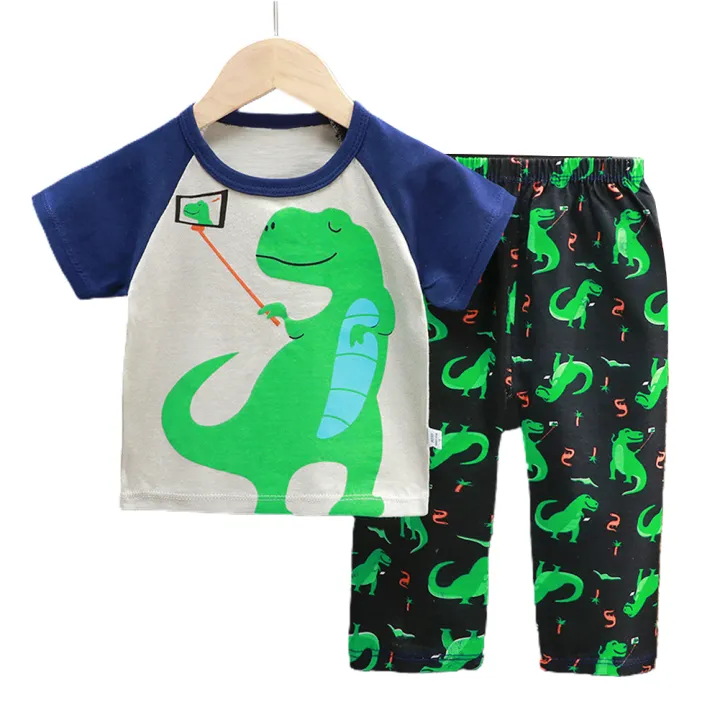 Yfashion%202pcs%20Boys%20Cotton%20Pajamas%20Set%20Short%20Sleeve%20Trousers%20Suit%20Air%20Conditioning%20Clothes%20For%201-6%20Years%20Old%20Kids%20-%20Image%204