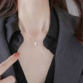 Female Popular Cross Pendants Necklaces / Elegant Clavicle Necklace / Simple Silver Color Chain Choker / INS Fashion Jewelry Accessories. 