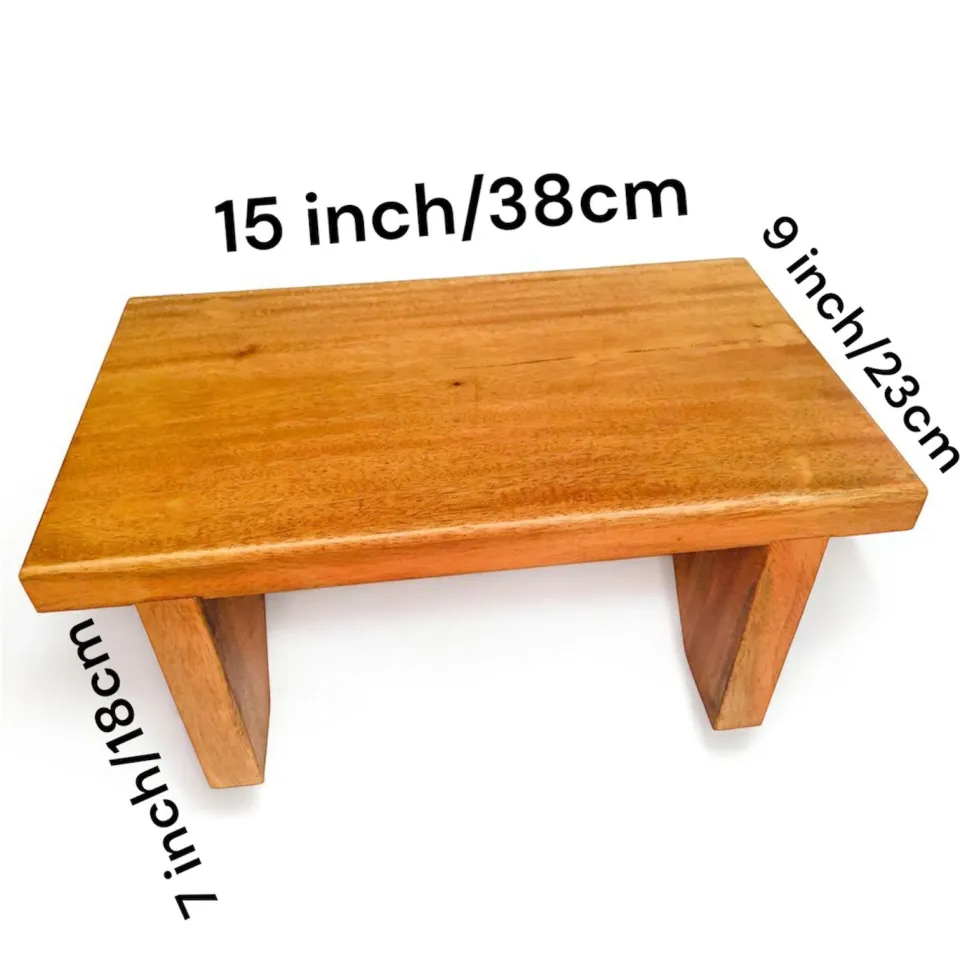 thumbnail image 2 of TOYANDONA Solid Wood Stool For Kids - Light Brown Small Square Step Stool For Bathroom & Living Room 2 of 11