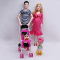 SF 5pcs Happy Family Kit Toy Dolls Pregnant Babyborn Ken&Wife with Mini Stroller Carriages For Baby Dolls Child Toys For Girls Gift. 
