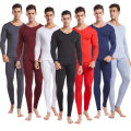 Mens V-neck Thermal Underwear Set Long Johns Men Autumn Winter Shirt and Pants 2 Piece Set Male Long Underwear Thermal Clothing. 