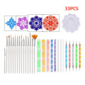 33pcs Mandala Dotting Tools Set with Stencils Palette Paint Brush Ball Stylus Pens for Painting Rocks Nails Canvas Coloring Art Drawing. 