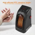 Electric Round Heater Fan Air Warmer 400 Watts Handy Room Heate with Remote Control,The Wall Outlet Space Heater Blower Adjustable Timer Digital Display for Office/Camper. 