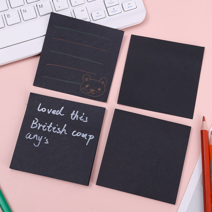 50PCS Black Super Sticky Notes Self-Adhesive Sticky Note Pads For Office School Supplies Memo Notes Reminder
