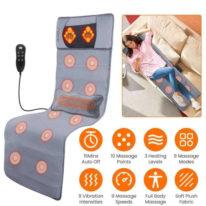 Full Body Electric Mat Heat Vibration Cushion Back Mattress Chair Pad ...