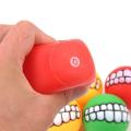 Pet Dog Squeaky Ball Play Toy Funny Smile Teeth Face Design Dog Toys for Small Medium Large Cleaning Tooth Dogs Cat Puppy Outdoor Balls Fetching Training Molar Bite Chew Squeak Sound Interactive Silicon Rubber PVC Tool Supplies. 