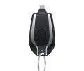 1500mAh Mini Power Emergency Pod,Keychain Portable Charger for IPhone or Type-c,Key Ring Cell Phone Charger,Ultra-Compact External Fast Charging Power Bank Battery Pack (Apple,Black+pink). 