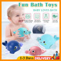Baby bath toys Little Turtle And Dolphin Swimming Plaything Showering Funny Toys Clockwork Cute Water Gliding Toys Mainan Bayi Mandian. 