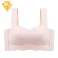 Nylon Molded Cup Bra Comfortable Seamless Push Up Sports Bra for Women Wide Shoulder Strap Soft Breathable Wireless Padded Underwear Thin Skin-friendly Sports Bra. 