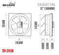 Exhaust Fan 12" Cooling Fan 300mm 65W SV-2430 NEWSHAMI Brand. 
