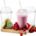 330ml Juice cup Clear with Dome lid with straw hole Transparent Smoothie Cup 100/50/20 pcs crusher cup. 