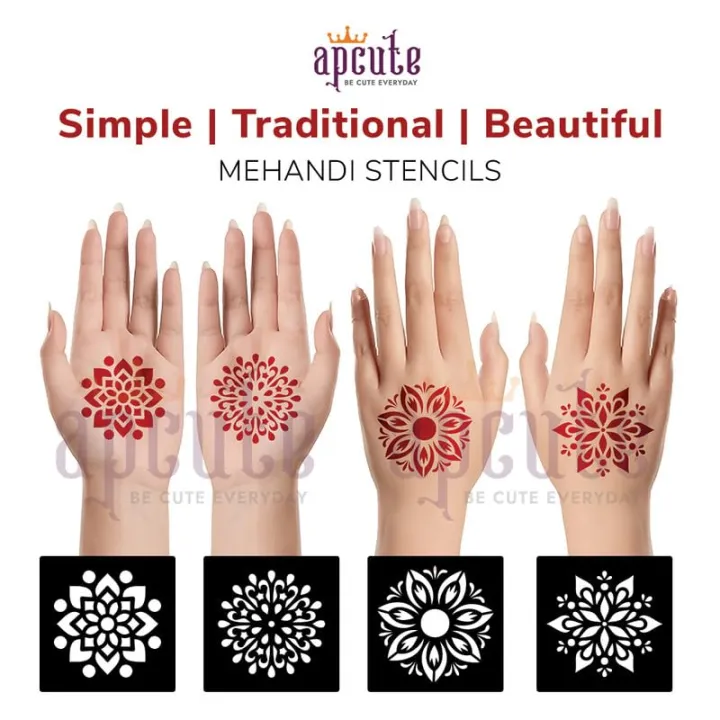 Apcute%20Temporary%20Mehndi%20Tattoo%20mehendi%20stencil%20reusable%20Set%20of%2018%20pc%20Combo%20Pack%20Mehandi%20Stencils%20for%20Women,%20Girls%20And%20Kids,%20Easy%20To%20Use%20In%20Just%204%20Steps%20%20(FROM%20INDIA)%20-%20Image%203