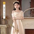 Bridesmaid Dress 2024 New Summer Champagne Satin Sisters Group Dress Women's Daily Style High Sense Niche. 