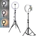 10 Inch Selfie Ring Light, LED Ring Light with Tripod Mount and Phone Holder, Desktop Circle Light for YouTube Video, TikTok, Live Stream, Makeup. 