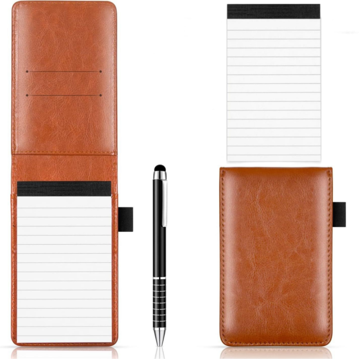 Leather Notepad Pocket Notebook Mini With Pen Holder for Students ...