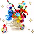 Plush Stems Balls DIY Art Craft Plush Stick Pompoms Rainbow Colors Shilly-Stick Educational. 