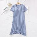 2023New Padded Nightdress Women's SummerVCollar Thin Bra-Free Loose Large Size Short Sleeve Home Wear. 