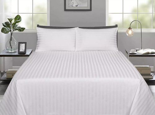 Striped-White King Size Bed Sheets Set